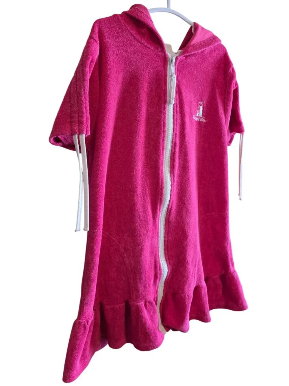 Rugged Bear Pink Hooded Terry Swim Cover-Up Zippered Dress 6X
